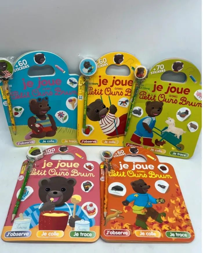 Lot de 5 magazines Livres d’activités Je joue avec Petit Ours brun Neuf