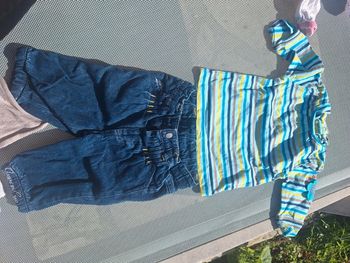 Ensemble jean nuance bleu rayé