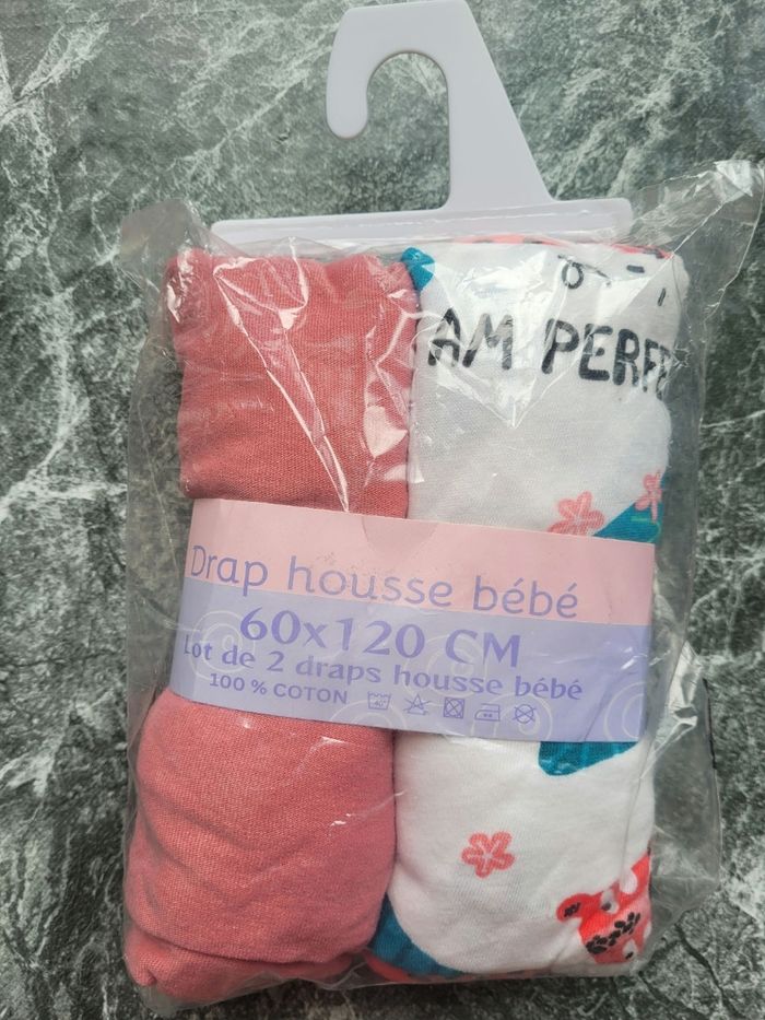 Lot de 2 draps housse lit bébé