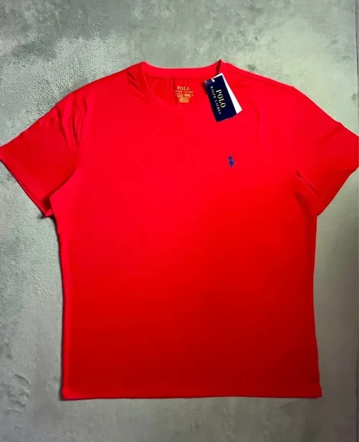T-shirt Ralph Lauren Crewneck Embroidered Red Navy Poney – Taille L - photo numéro 2