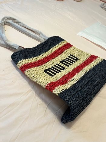 Miu miu sac cabas en crochet à rayures