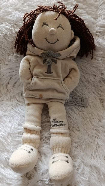 Doudou peluche fille avec sweat à capuche - 34 cm - Tiamo