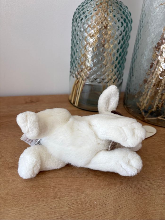 Peluche doudou lapin blanc marron - photo numéro 8