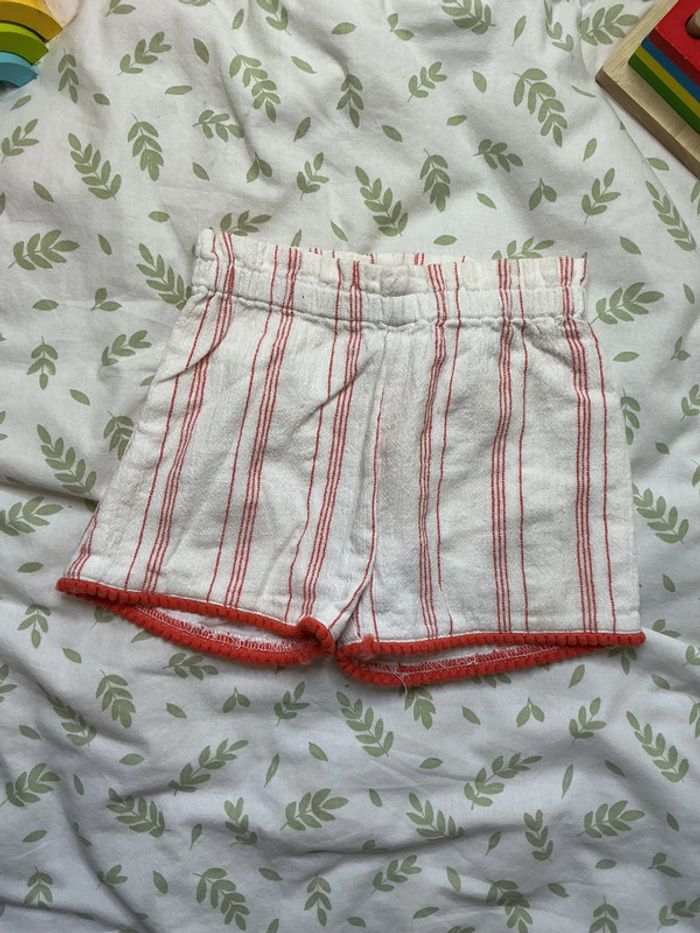 short blanc rayé corail 12 mois grain de blé - photo numéro 3