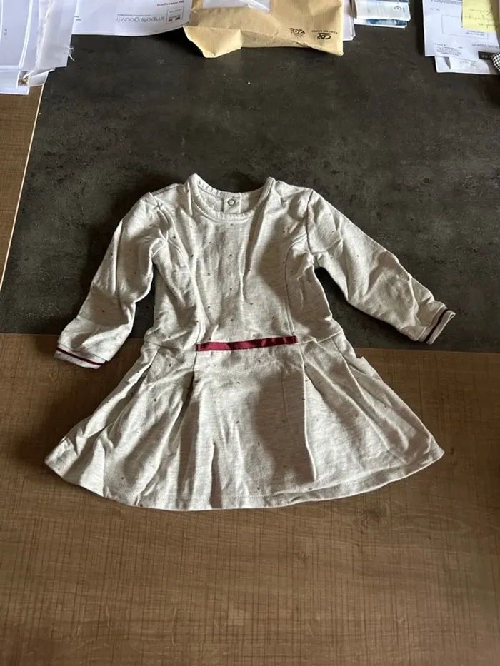Robe molletonné manches longues bébé fille, absorba, 9 mois