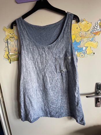 Débardeur bleu avec détails poche et étoiles, taille 36, boutique indépendante 