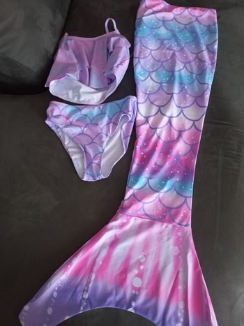 Ensemble maillot de bain queue de sirène deguisement 7 ans
