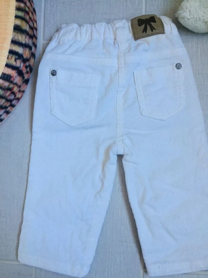 Pantalon côtelé blanc bébé fille 6 mois - photo numéro 5