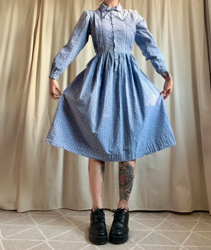 Authentic vintage Laura Ashley Cottagecore dress made in Wales Folk Prairie - Taille S - photo numéro 3
