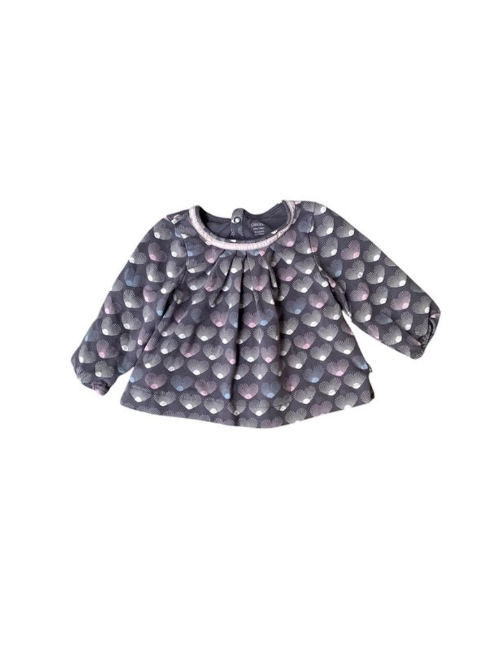 Tunique grise avec motif rose Obaïbi 12 mois