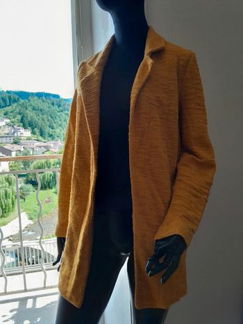 Gilet veste texturer mi-long moutarde Cache-cache taille L