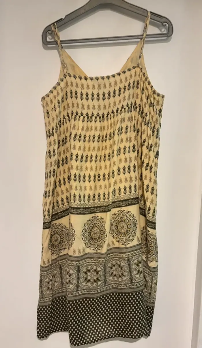 Robe imprimée bohème beige et noire – Taille 38 - photo numéro 5