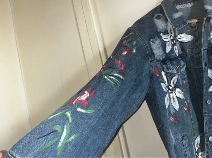 Originale Veste en jeans peindre à la main , M/ L , Neuf - IVIVI - photo numéro 7