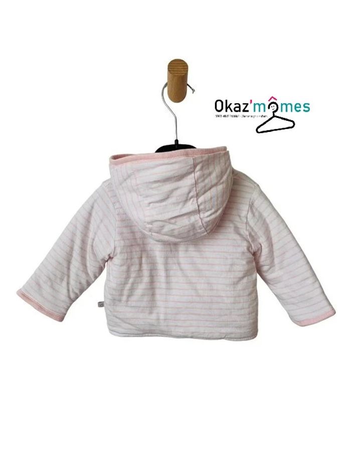 Veste à capuche rayée rose et blanc - Cadet Rousselle 3 mois - photo numéro 7