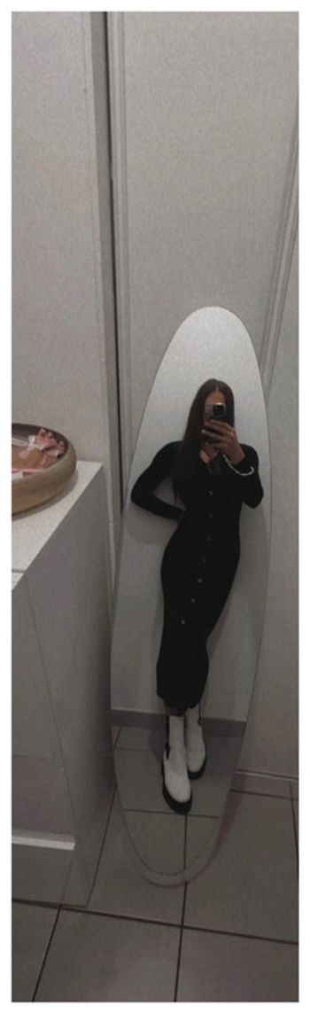 Robe longue moulante manches longues noir Kiabi