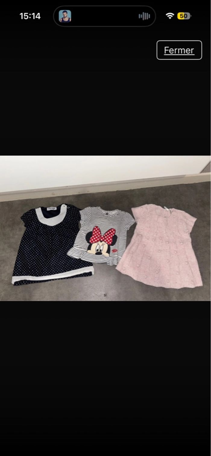 Lot t-shirts manches courtes bébé fille taille 12 mois