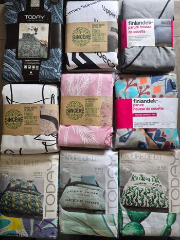 Parures de Lit 100%Coton Housse de Couette 240×220cm + 2 Taies d'oreiller.