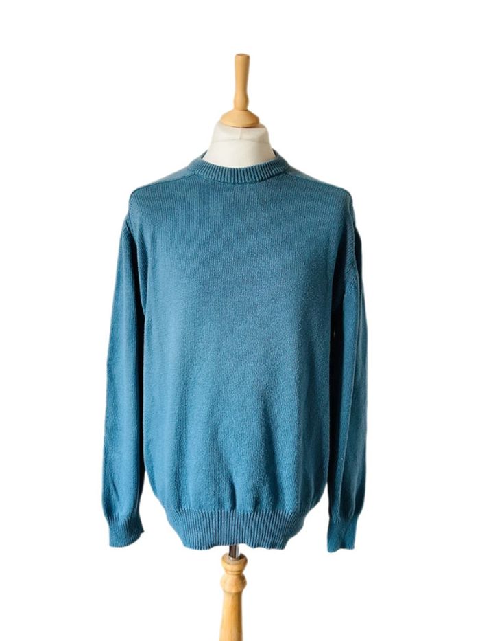 🌿Pull coton bleu vintage années 90 authentic vintage 90s Cotton sweater🌿 - photo numéro 2