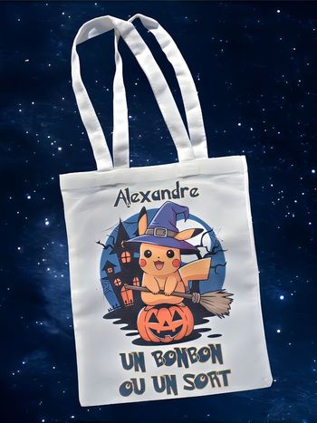 sac totebag spécial halloween personnalisé pikachu