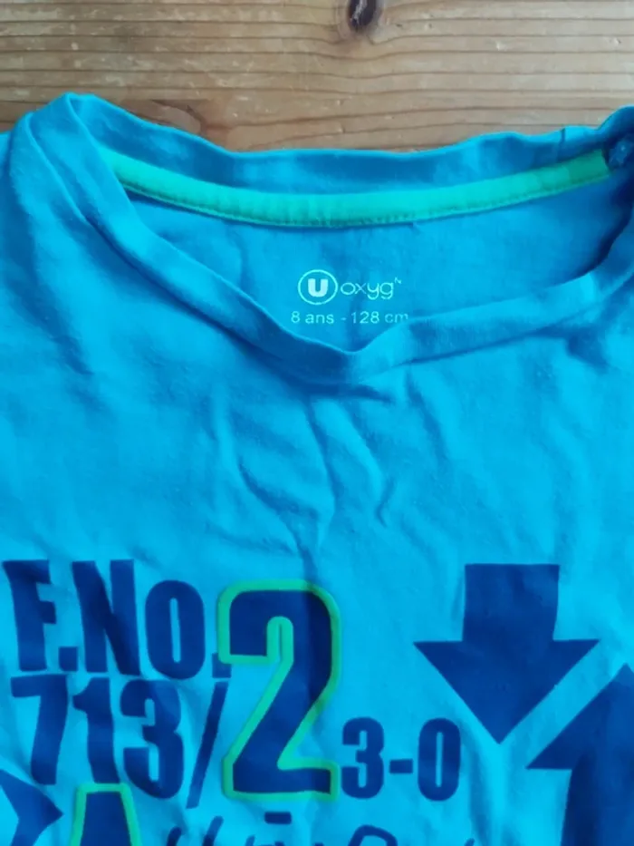 T-shirt garçon turquoise – Taille 8 ans/128 cm – Très bon état - photo numéro 3
