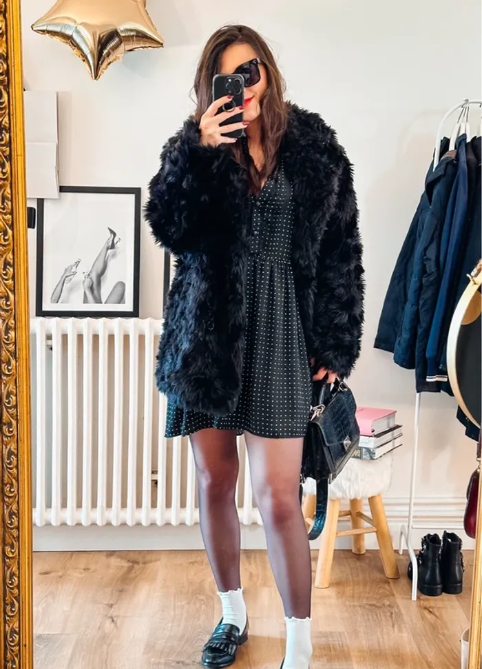 Manteau fausse fourrure The Kooples noir T38 - photo numéro 2