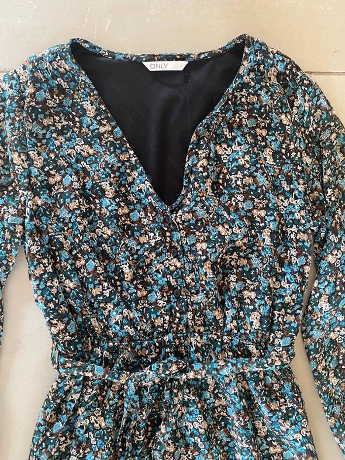 Robe Only liberty à fleurs bleues et marrons taille S - photo numéro 7