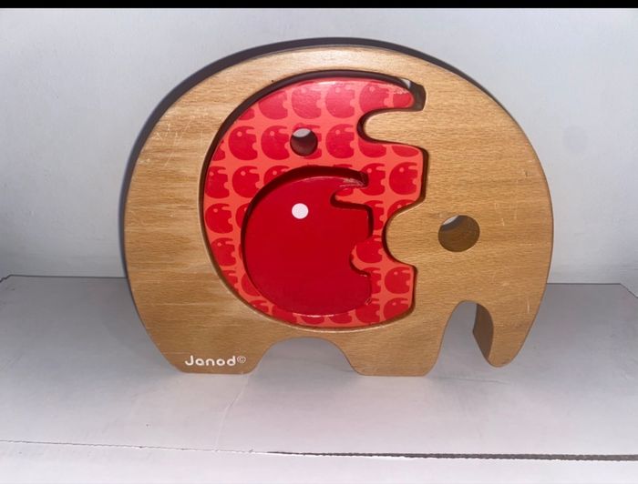 Puzzle bois éléphant encastrement 3 pièces Janod