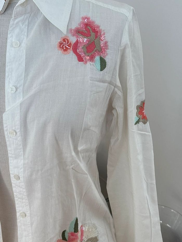 🤍 sublime chemise broderies fleurs - Sinequanone - T38 - photo numéro 5