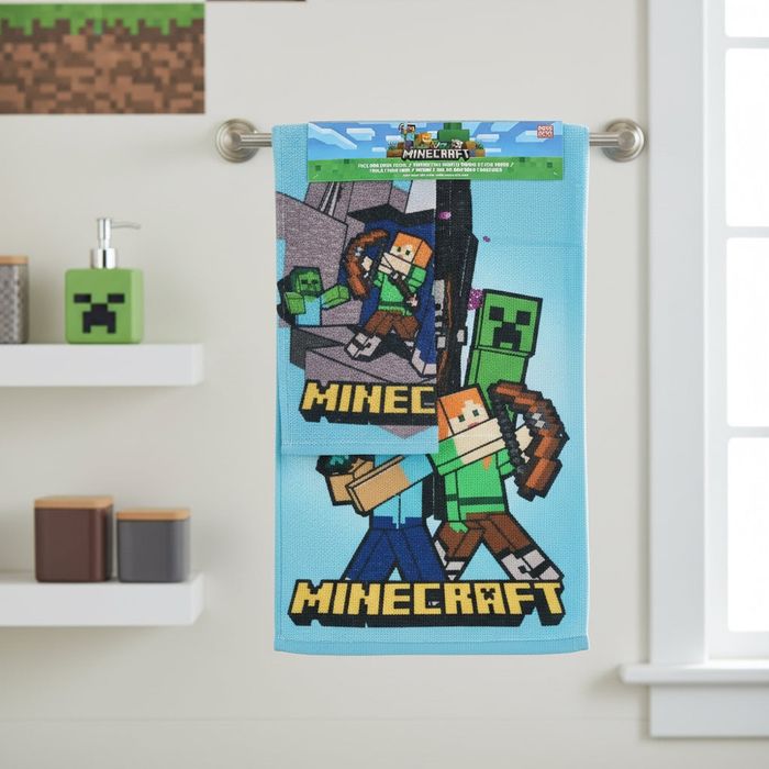 Lot 2 serviettes mains/visages - Minecraft