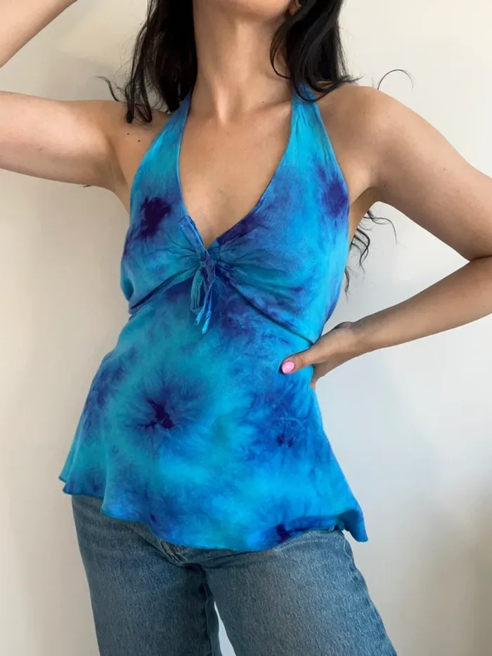 Top dos nu vintage y2k bleu taille S 🦋 - photo numéro 4
