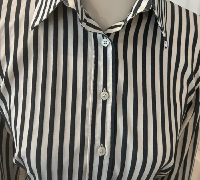 Zara chemise haut top, boutonné, à rayures, noir et blanc, femme, taille M/38 - photo numéro 4