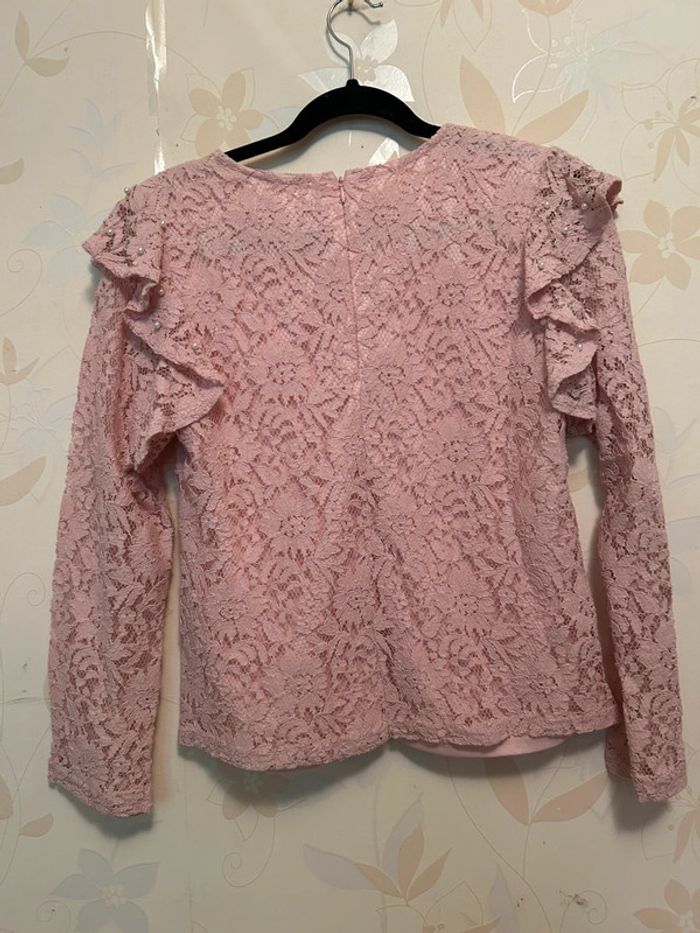 Blouse romantique couleur rose en dentelle - photo numéro 8
