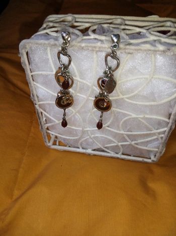 Boucles d'oreilles pendantes métal argenté