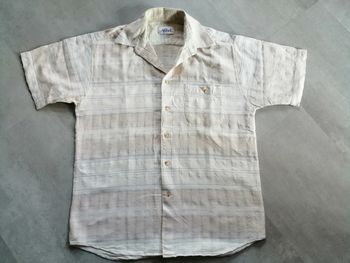 chemise manches courtes beige et écru Afibel