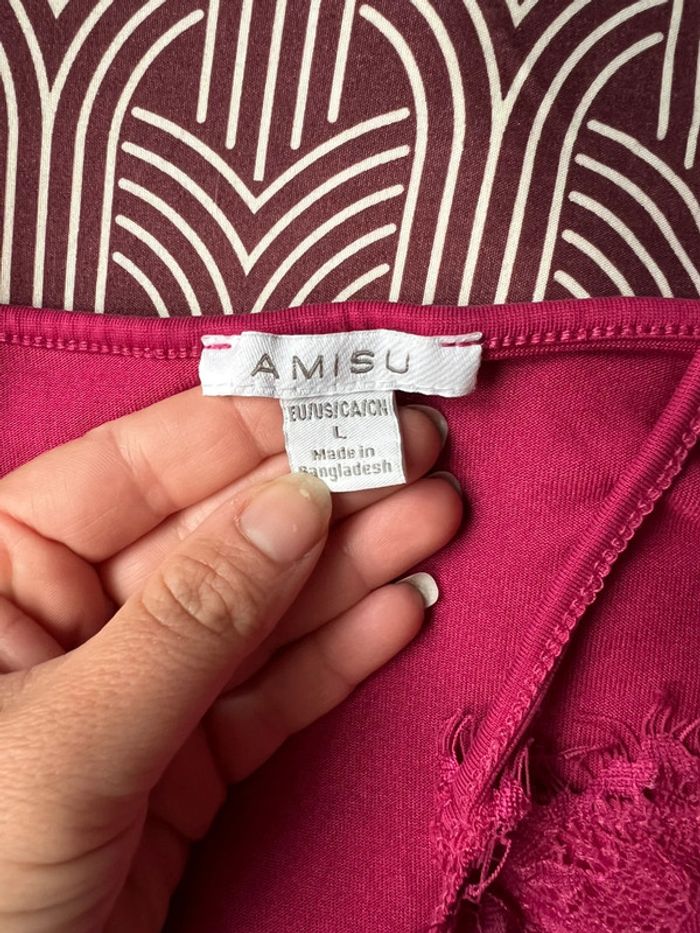 Débardeur rose amisu New yorker taille L - photo numéro 2