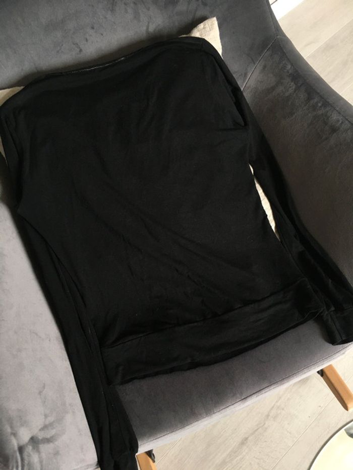 Sweat noir bi matière taille 38 - photo numéro 4