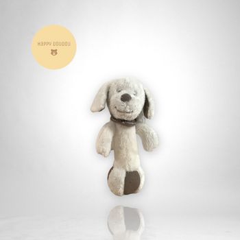 Peluche Hochet Couinette Chien blanc bandana Influx H41