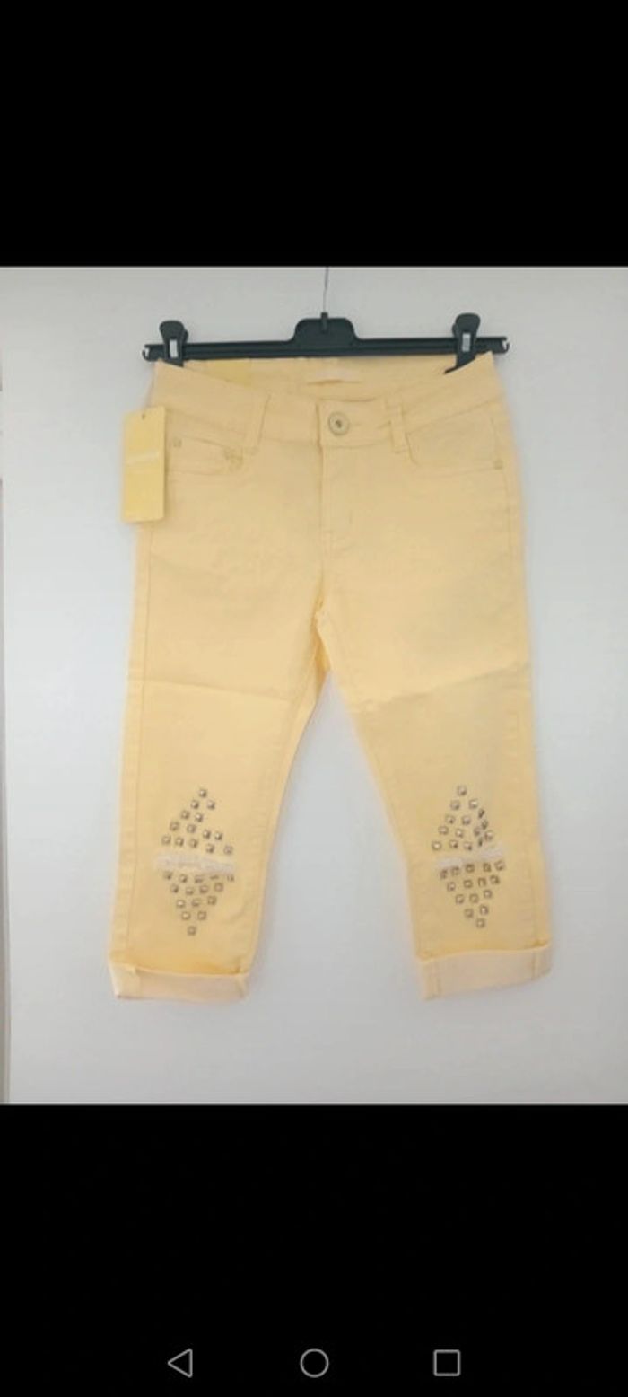 Pantacourt jaune femme taille 36