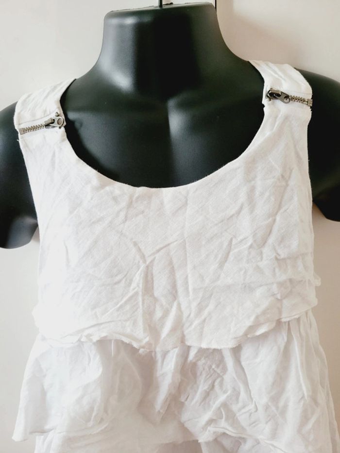 Robe Ikks blanc à volants taille XS 34 coquette aesthetic mini dress 53% lin - photo numéro 4