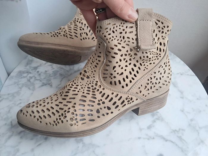 Bottines low boots beige en cuir P.36 - photo numéro 2