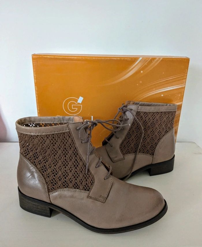 Bottines dentelle marron 38 neuve Gémo - photo numéro 2