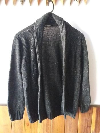 Gilet torsadé gris moucheté