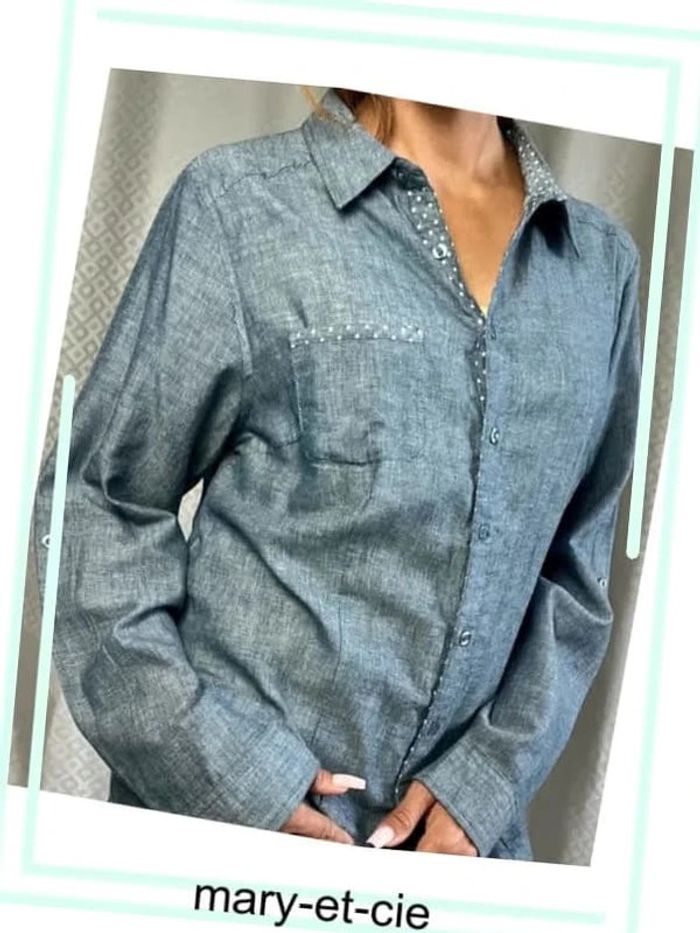 Chemise manches longues possible 3/4 . Taille 46. 100 % coton, blancheporte - photo numéro 7