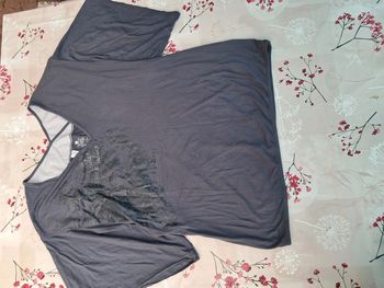 Beau haut / tee-shirt yoga, méditation, sport gris avec motifs nature - T40/L - Domyos
