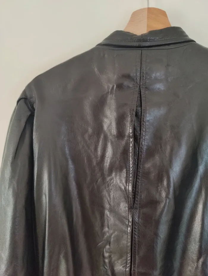 Veste en cuir oversized Vintage 80's - photo numéro 6