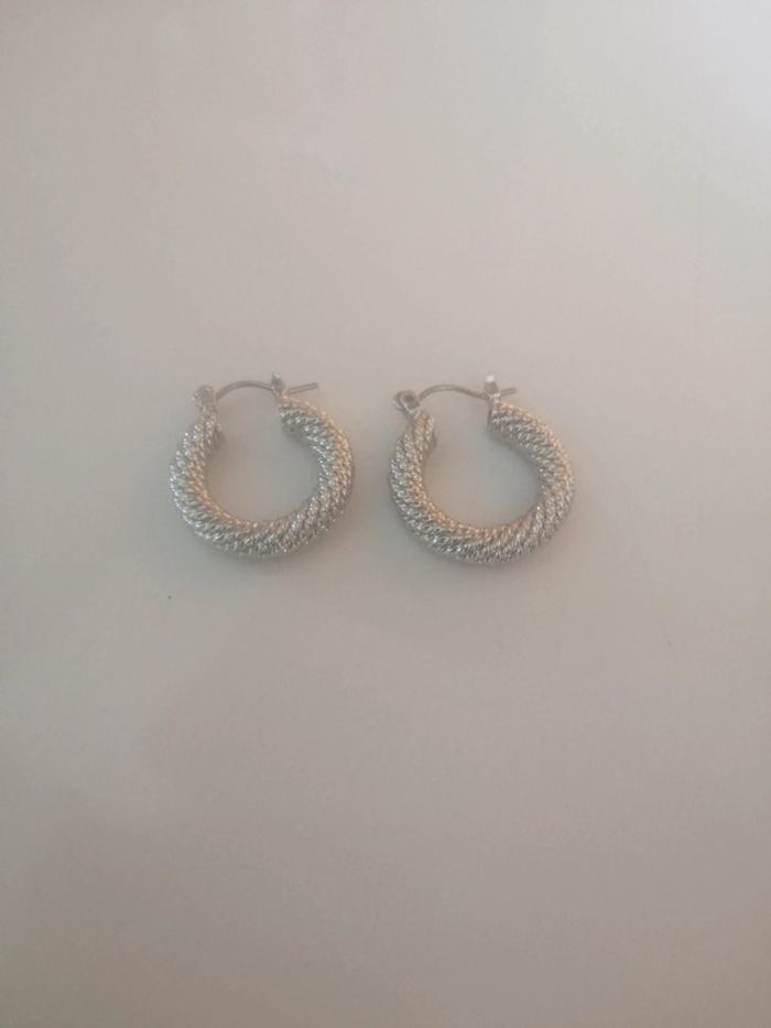 🌸#Créoles #tréssées #Acier #argenté "#vintage