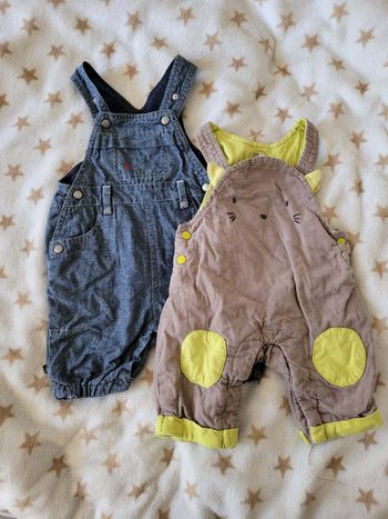 Lot de 2 salopettes 1 mois