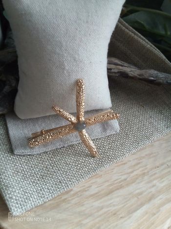 Barrette pierre de labradorite étoile de mer