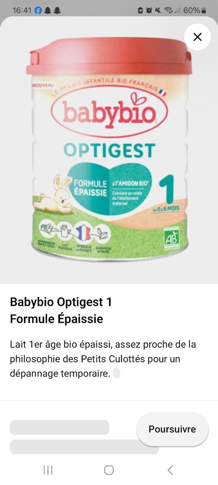 Lait 1er age babybio optigest epaissi - photo numéro 3