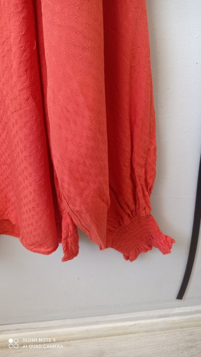Blouse Promod a petites broderies coloris corail taille S - photo numéro 4
